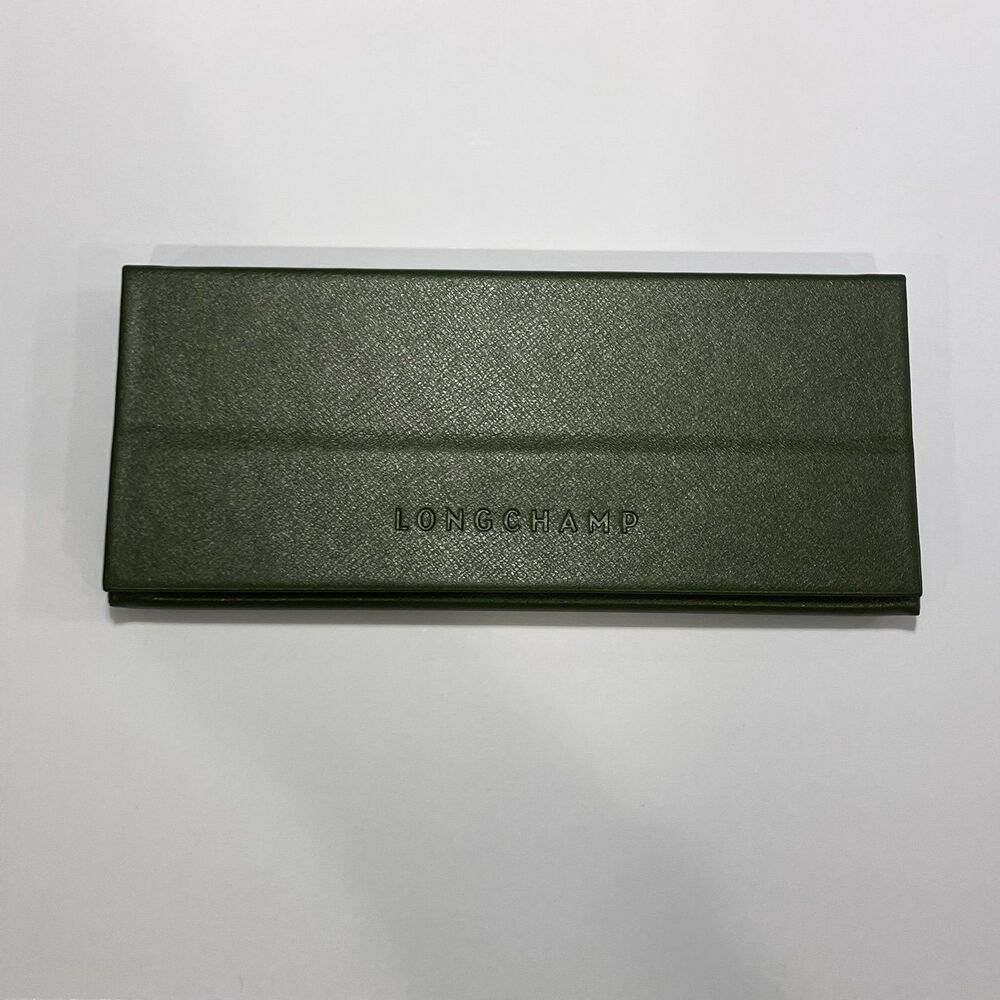 Longchamp Eyeglass Sunglass Case Green Folds Flat